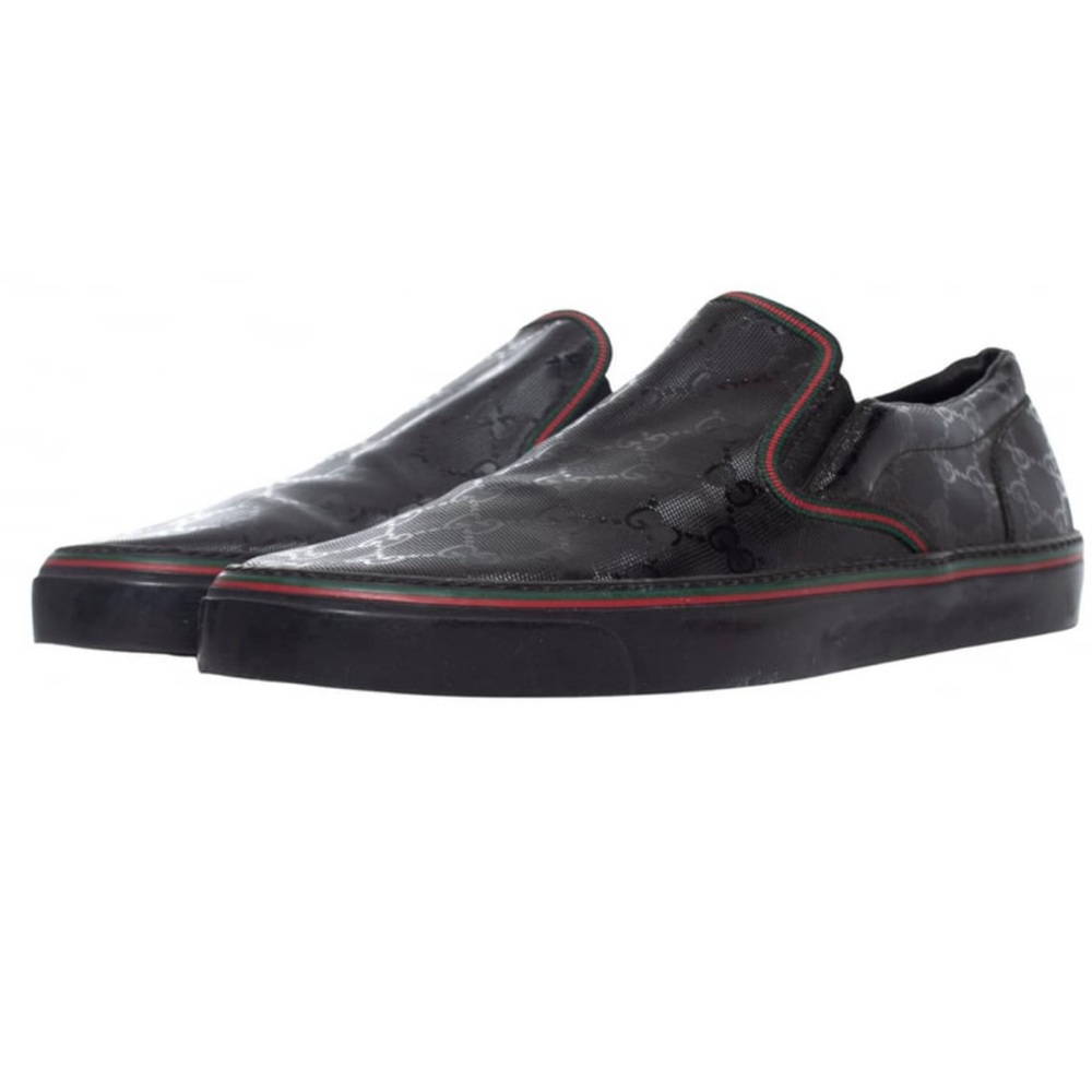 Authentic Gucci black GG canvas slip on.